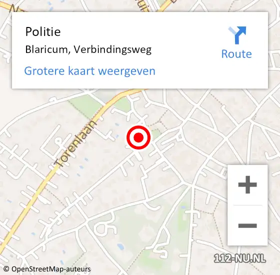 Locatie op kaart van de 112 melding: Politie Blaricum, Verbindingsweg op 20 oktober 2023 08:54