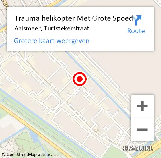 Locatie op kaart van de 112 melding: Trauma helikopter Met Grote Spoed Naar Aalsmeer, Turfstekerstraat op 20 oktober 2023 09:28