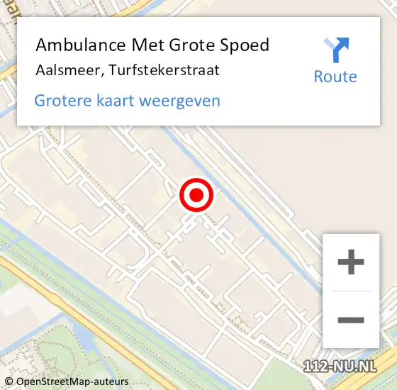 Locatie op kaart van de 112 melding: Ambulance Met Grote Spoed Naar Aalsmeer, Turfstekerstraat op 20 oktober 2023 09:29