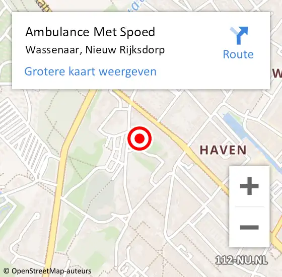 Locatie op kaart van de 112 melding: Ambulance Met Spoed Naar Wassenaar, Nieuw Rijksdorp op 20 oktober 2023 09:30