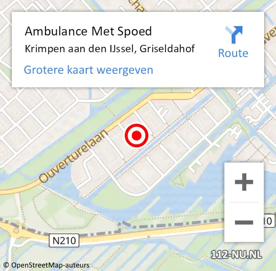 Locatie op kaart van de 112 melding: Ambulance Met Spoed Naar Krimpen aan den IJssel, Griseldahof op 20 oktober 2023 09:39