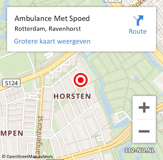 Locatie op kaart van de 112 melding: Ambulance Met Spoed Naar Rotterdam, Ravenhorst op 20 oktober 2023 11:14