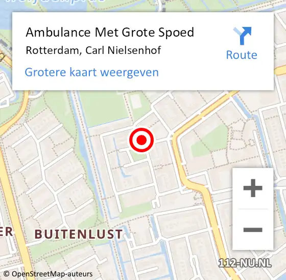 Locatie op kaart van de 112 melding: Ambulance Met Grote Spoed Naar Rotterdam, Carl Nielsenhof op 20 oktober 2023 11:33