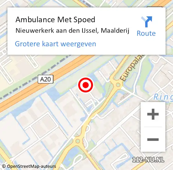 Locatie op kaart van de 112 melding: Ambulance Met Spoed Naar Nieuwerkerk aan den IJssel, Maalderij op 20 oktober 2023 11:48