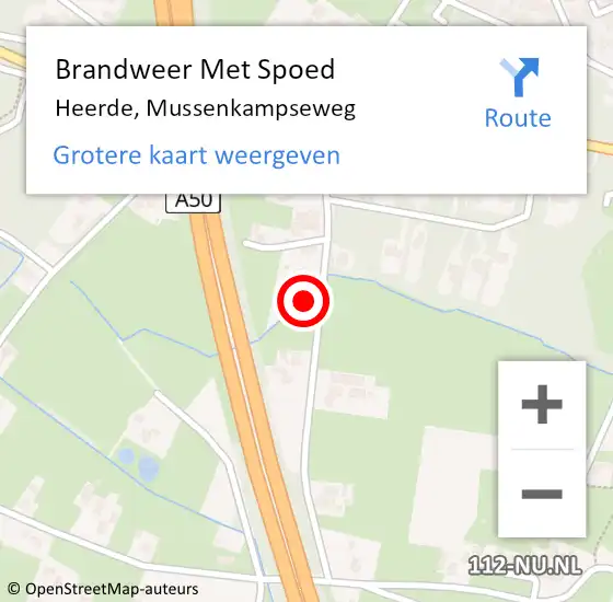 Locatie op kaart van de 112 melding: Brandweer Met Spoed Naar Heerde, Mussenkampseweg op 20 oktober 2023 12:10