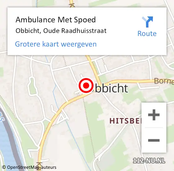 Locatie op kaart van de 112 melding: Ambulance Met Spoed Naar Obbicht, Oude Raadhuisstraat op 12 september 2014 09:56
