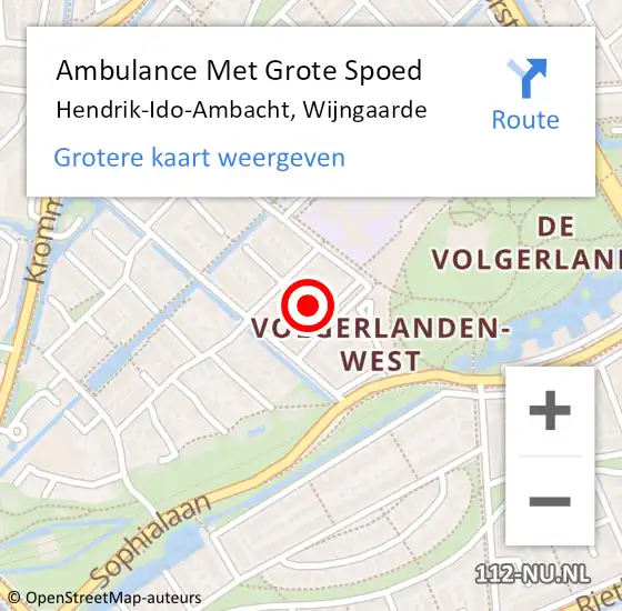 Locatie op kaart van de 112 melding: Ambulance Met Grote Spoed Naar Hendrik-Ido-Ambacht, Wijngaarde op 20 oktober 2023 12:24