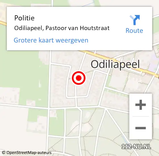 Locatie op kaart van de 112 melding: Politie Odiliapeel, Pastoor van Houtstraat op 20 oktober 2023 12:38