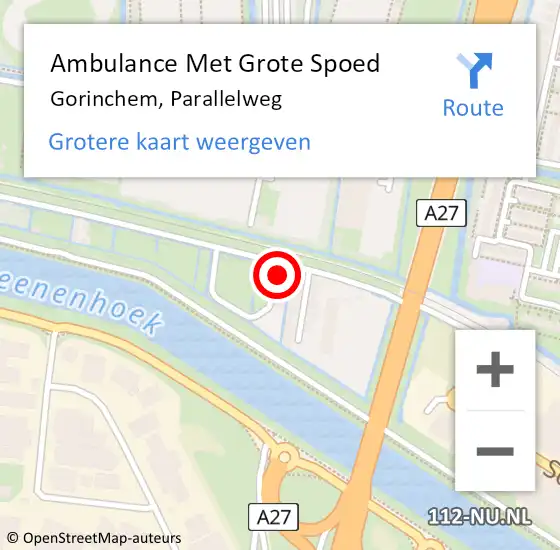 Locatie op kaart van de 112 melding: Ambulance Met Grote Spoed Naar Gorinchem, Parallelweg op 20 oktober 2023 13:58
