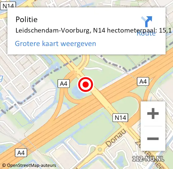 Locatie op kaart van de 112 melding: Politie Leidschendam-Voorburg, N14 hectometerpaal: 15,1 op 20 oktober 2023 14:00