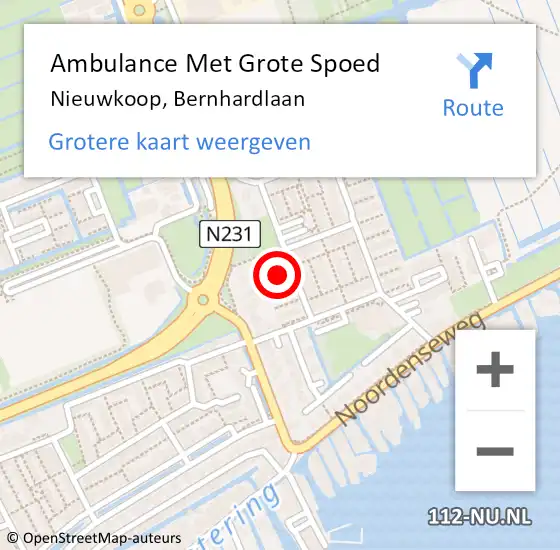 Locatie op kaart van de 112 melding: Ambulance Met Grote Spoed Naar Nieuwkoop, Bernhardlaan op 20 oktober 2023 14:12