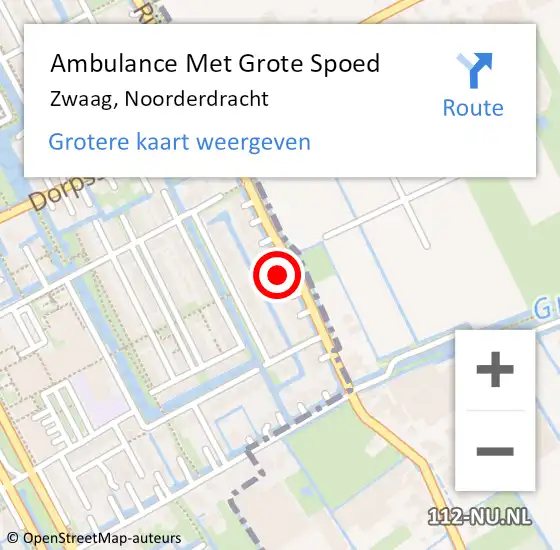 Locatie op kaart van de 112 melding: Ambulance Met Grote Spoed Naar Zwaag, Noorderdracht op 20 oktober 2023 14:20