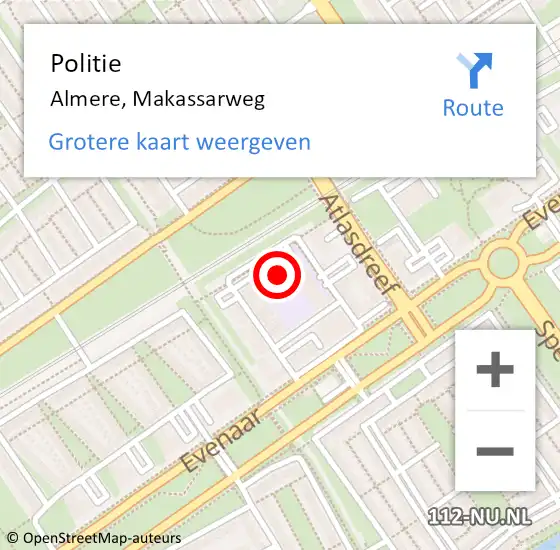 Locatie op kaart van de 112 melding: Politie Almere, Makassarweg op 20 oktober 2023 14:22