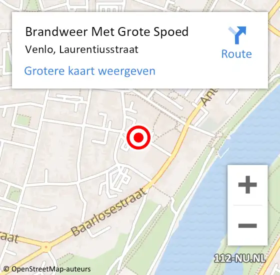 Locatie op kaart van de 112 melding: Brandweer Met Grote Spoed Naar Venlo, Laurentiusstraat op 20 oktober 2023 14:26