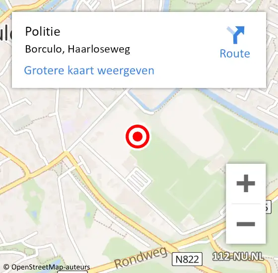 Locatie op kaart van de 112 melding: Politie Borculo, Haarloseweg op 20 oktober 2023 15:04