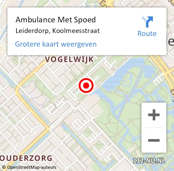 Locatie op kaart van de 112 melding: Ambulance Met Spoed Naar Leiderdorp, Koolmeesstraat op 20 oktober 2023 15:09