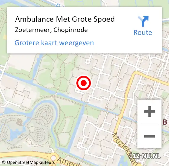 Locatie op kaart van de 112 melding: Ambulance Met Grote Spoed Naar Zoetermeer, Chopinrode op 20 oktober 2023 15:16