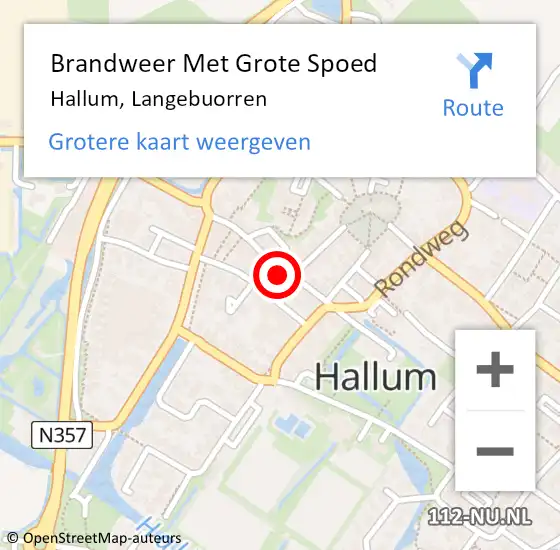 Locatie op kaart van de 112 melding: Brandweer Met Grote Spoed Naar Hallum, Langebuorren op 20 oktober 2023 15:44