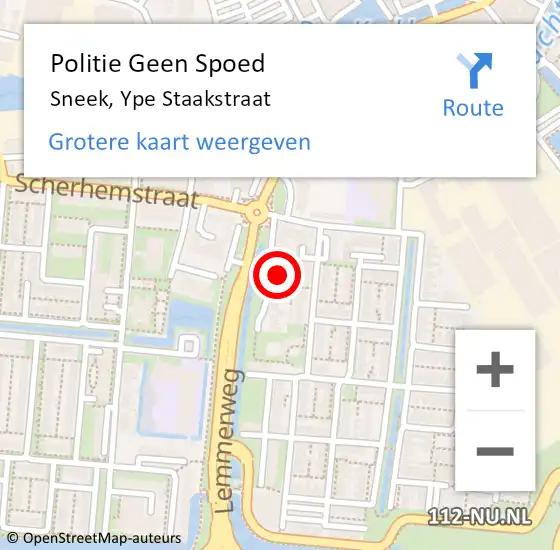 Locatie op kaart van de 112 melding: Politie Geen Spoed Naar Sneek, Ype Staakstraat op 20 oktober 2023 15:52