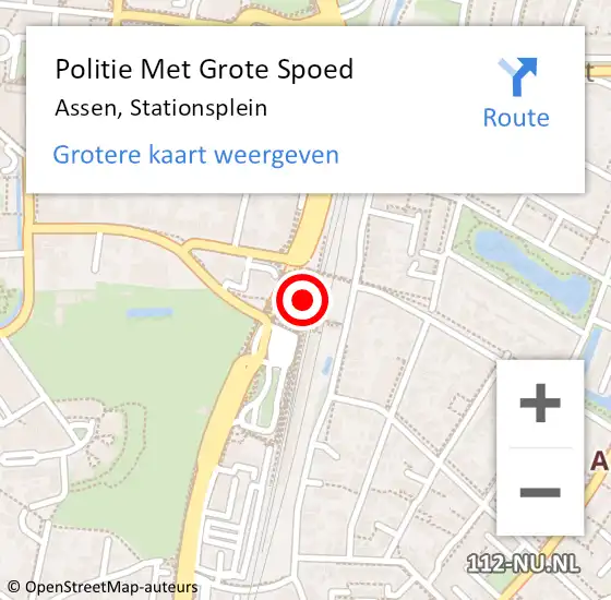 Locatie op kaart van de 112 melding: Politie Met Grote Spoed Naar Assen, Stationsplein op 20 oktober 2023 15:52