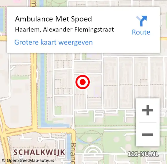 Locatie op kaart van de 112 melding: Ambulance Met Spoed Naar Haarlem, Alexander Flemingstraat op 20 oktober 2023 16:36