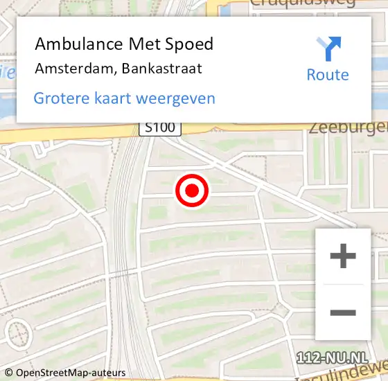 Locatie op kaart van de 112 melding: Ambulance Met Spoed Naar Amsterdam, Bankastraat op 20 oktober 2023 16:42