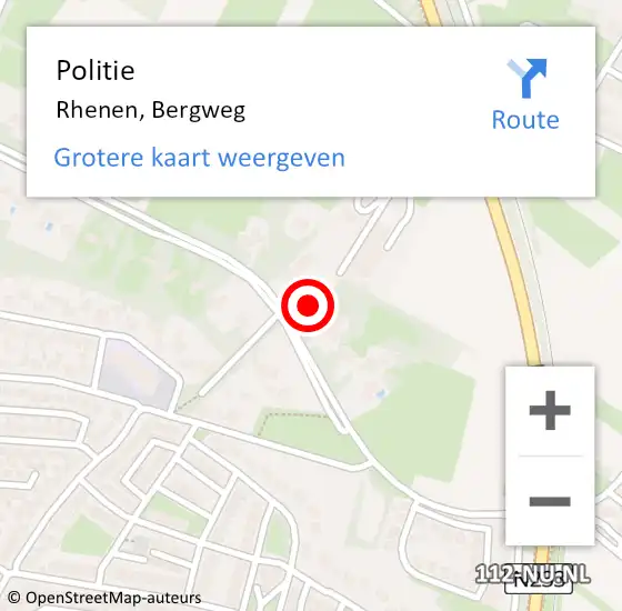 Locatie op kaart van de 112 melding: Politie Rhenen, Bergweg op 20 oktober 2023 16:57