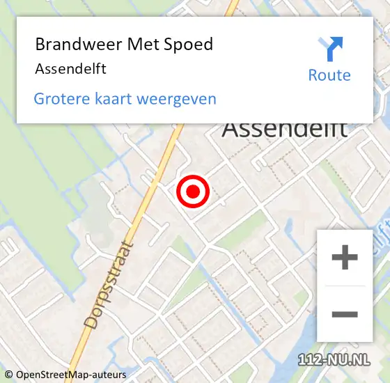 Locatie op kaart van de 112 melding: Brandweer Met Spoed Naar Assendelft op 20 oktober 2023 17:08