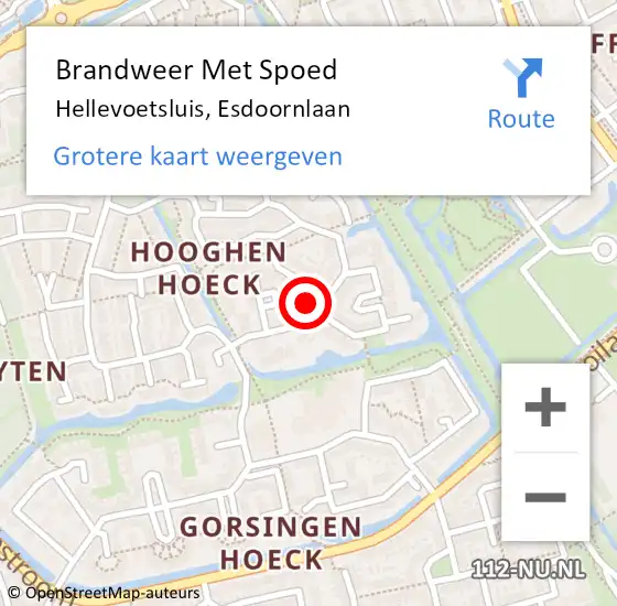 Locatie op kaart van de 112 melding: Brandweer Met Spoed Naar Hellevoetsluis, Esdoornlaan op 20 oktober 2023 17:54