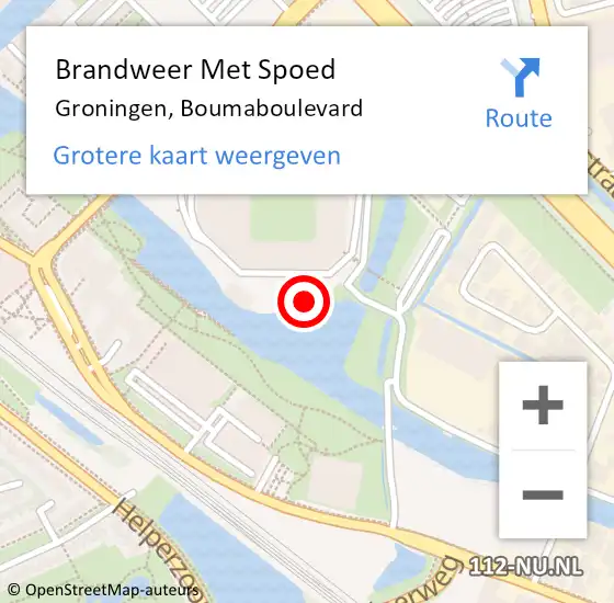 Locatie op kaart van de 112 melding: Brandweer Met Spoed Naar Groningen, Boumaboulevard op 20 oktober 2023 18:58