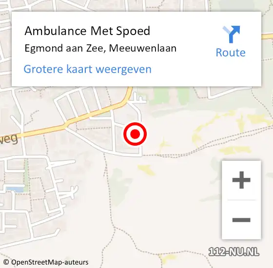 Locatie op kaart van de 112 melding: Ambulance Met Spoed Naar Egmond aan Zee, Meeuwenlaan op 20 oktober 2023 19:11