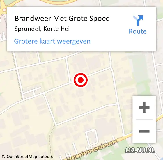 Locatie op kaart van de 112 melding: Brandweer Met Grote Spoed Naar Sprundel, Korte Hei op 20 oktober 2023 19:42