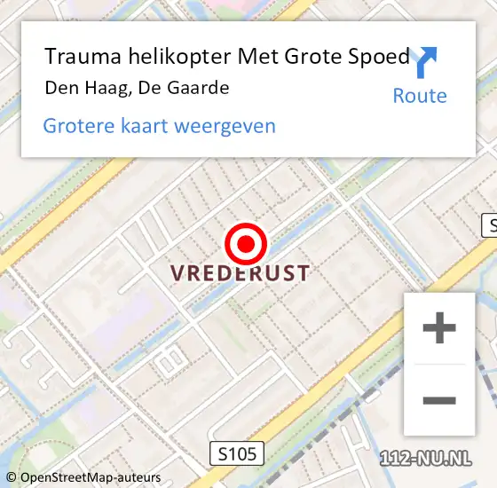 Locatie op kaart van de 112 melding: Trauma helikopter Met Grote Spoed Naar Den Haag, De Gaarde op 20 oktober 2023 19:43