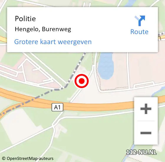 Locatie op kaart van de 112 melding: Politie Hengelo, Burenweg op 20 oktober 2023 19:47