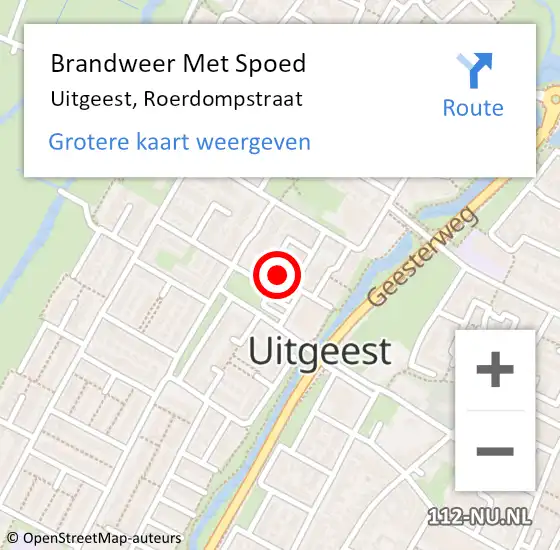 Locatie op kaart van de 112 melding: Brandweer Met Spoed Naar Uitgeest, Roerdompstraat op 20 oktober 2023 19:56