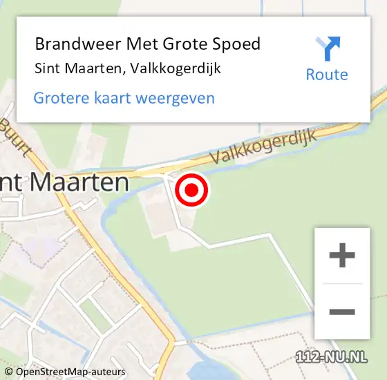 Locatie op kaart van de 112 melding: Brandweer Met Grote Spoed Naar Sint Maarten, Valkkogerdijk op 20 oktober 2023 20:07