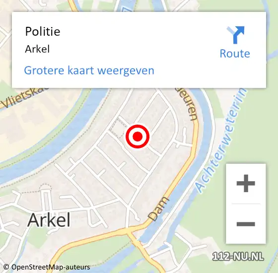 Locatie op kaart van de 112 melding: Politie Arkel op 20 oktober 2023 20:12