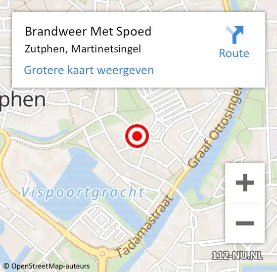 Locatie op kaart van de 112 melding: Brandweer Met Spoed Naar Zutphen, Martinetsingel op 20 oktober 2023 20:12