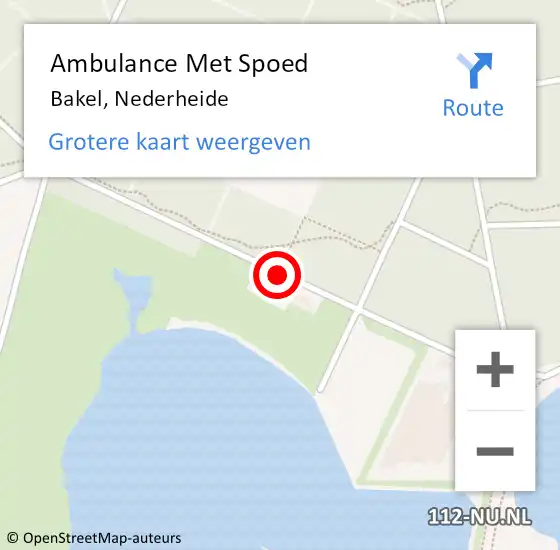 Locatie op kaart van de 112 melding: Ambulance Met Spoed Naar Bakel, Nederheide op 12 september 2014 10:48