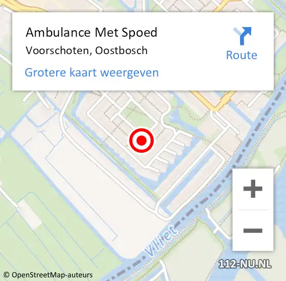 Locatie op kaart van de 112 melding: Ambulance Met Spoed Naar Voorschoten, Oostbosch op 20 oktober 2023 20:58