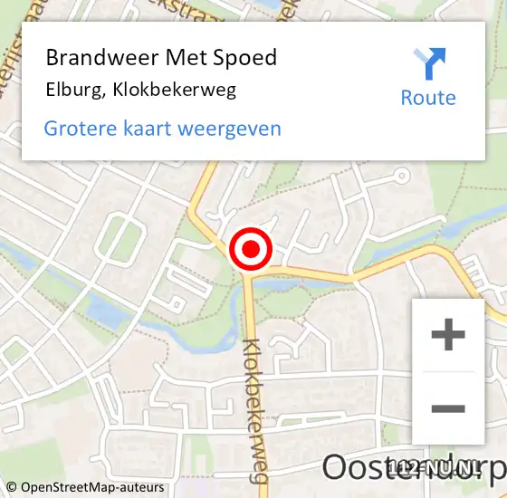 Locatie op kaart van de 112 melding: Brandweer Met Spoed Naar Elburg, Klokbekerweg op 20 oktober 2023 21:15