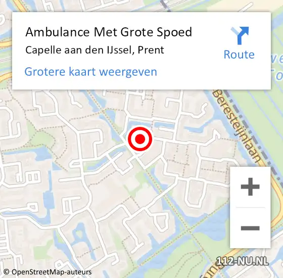 Locatie op kaart van de 112 melding: Ambulance Met Grote Spoed Naar Capelle aan den IJssel, Prent op 20 oktober 2023 21:26