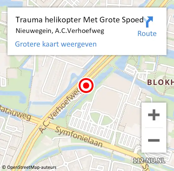 Locatie op kaart van de 112 melding: Trauma helikopter Met Grote Spoed Naar Nieuwegein, A.C.Verhoefweg op 20 oktober 2023 22:37