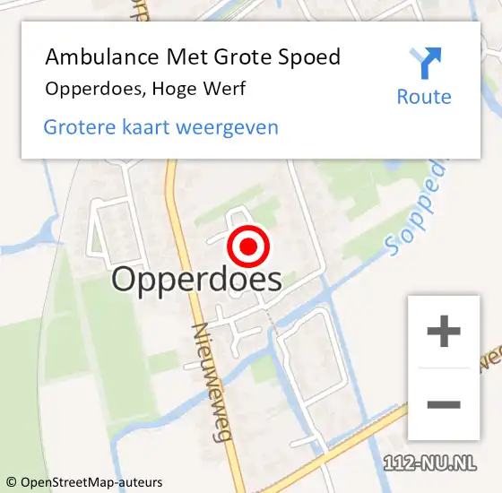 Locatie op kaart van de 112 melding: Ambulance Met Grote Spoed Naar Opperdoes, Hoge Werf op 20 oktober 2023 22:42