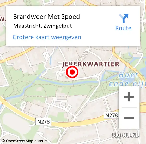 Locatie op kaart van de 112 melding: Brandweer Met Spoed Naar Maastricht, Zwingelput op 20 oktober 2023 22:58