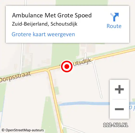 Locatie op kaart van de 112 melding: Ambulance Met Grote Spoed Naar Zuid-Beijerland, Schoutsdijk op 20 oktober 2023 23:24