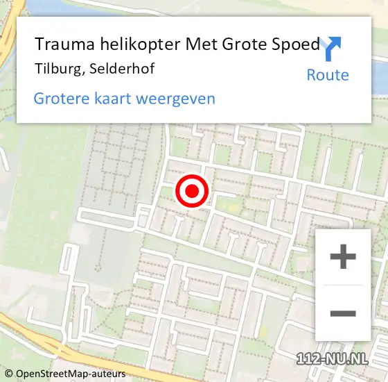 Locatie op kaart van de 112 melding: Trauma helikopter Met Grote Spoed Naar Tilburg, Selderhof op 20 oktober 2023 23:48