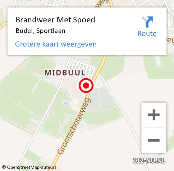 Locatie op kaart van de 112 melding: Brandweer Met Spoed Naar Budel, Sportlaan op 20 oktober 2023 23:59