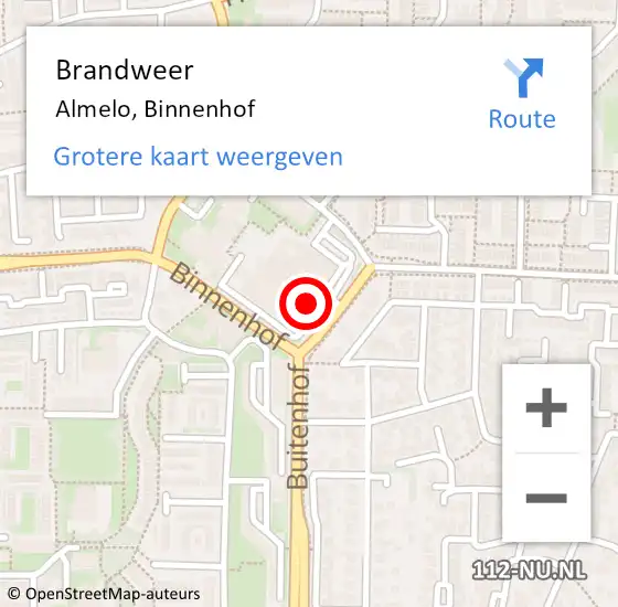 Locatie op kaart van de 112 melding: Brandweer Almelo, Binnenhof op 21 oktober 2023 00:59