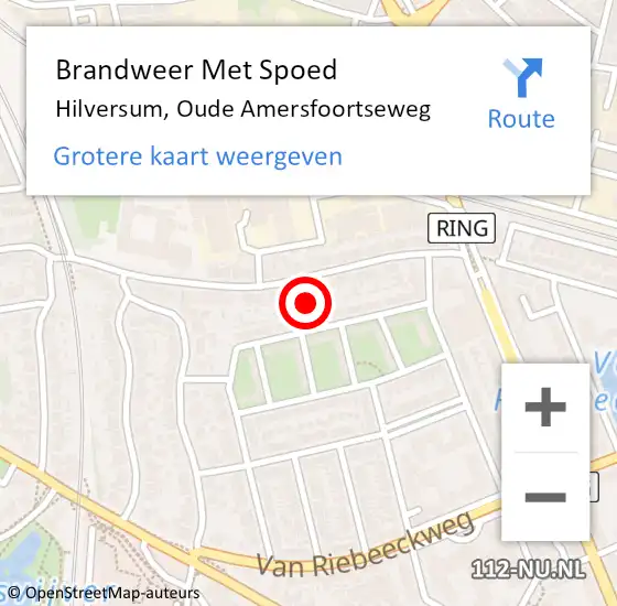 Locatie op kaart van de 112 melding: Brandweer Met Spoed Naar Hilversum, Oude Amersfoortseweg op 21 oktober 2023 01:07